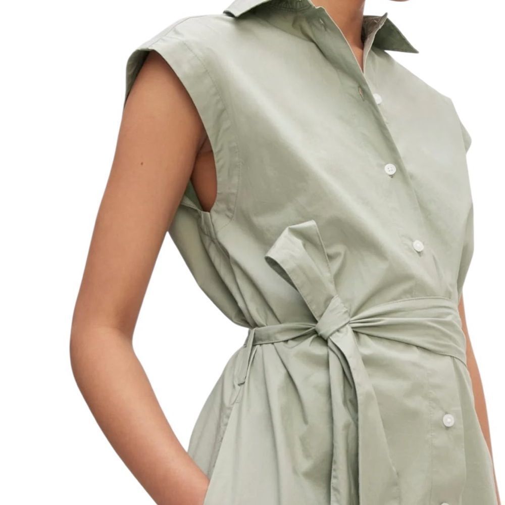 Everlane Sage Green Button-Front Midi Shirtdress - Picture 4 of 11